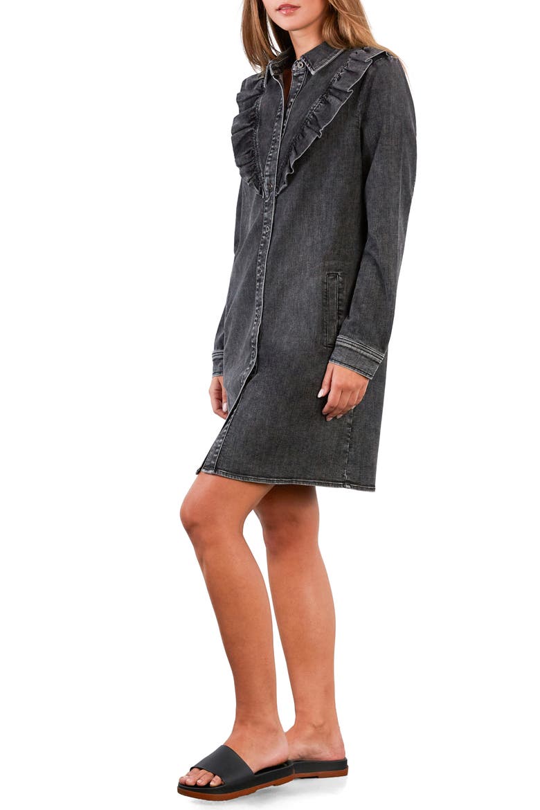Lovely Ruffle Long Sleeve Denim Dress