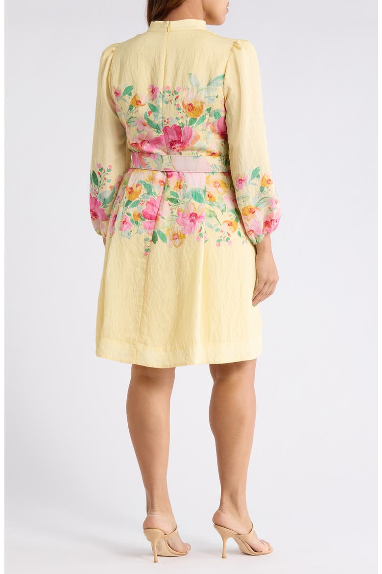 Placed Floral Long Sleeve Dress