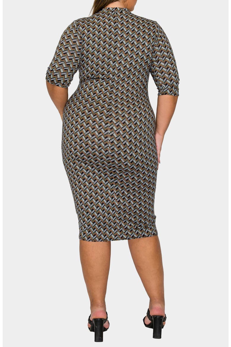 Gallarda Chevron Print Bodycon Midi Dress