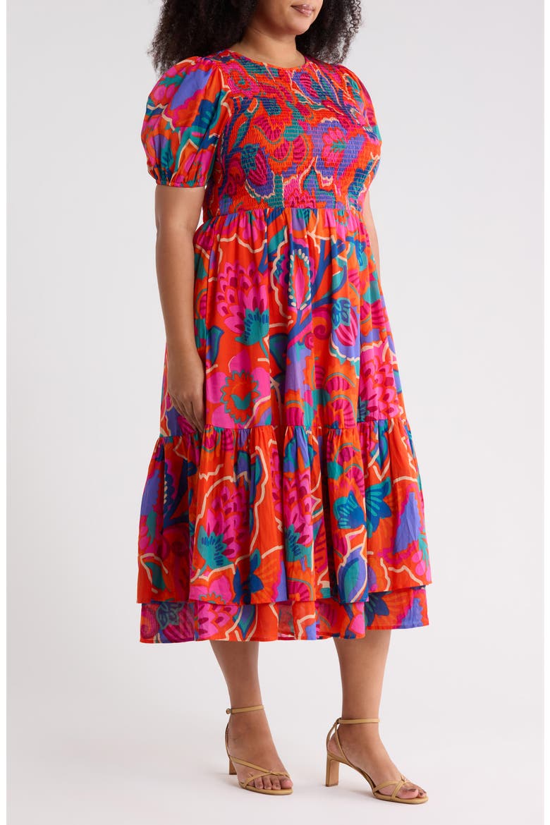 Kahlia Tropics Aruba Smocked Midi Dress