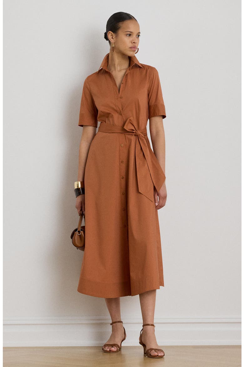 Cotton Blend Midi Shirtdress