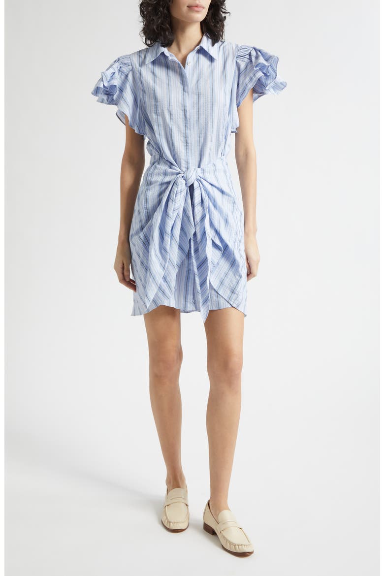 Charmine Stripe Tie Waist Mini Shirtdress
