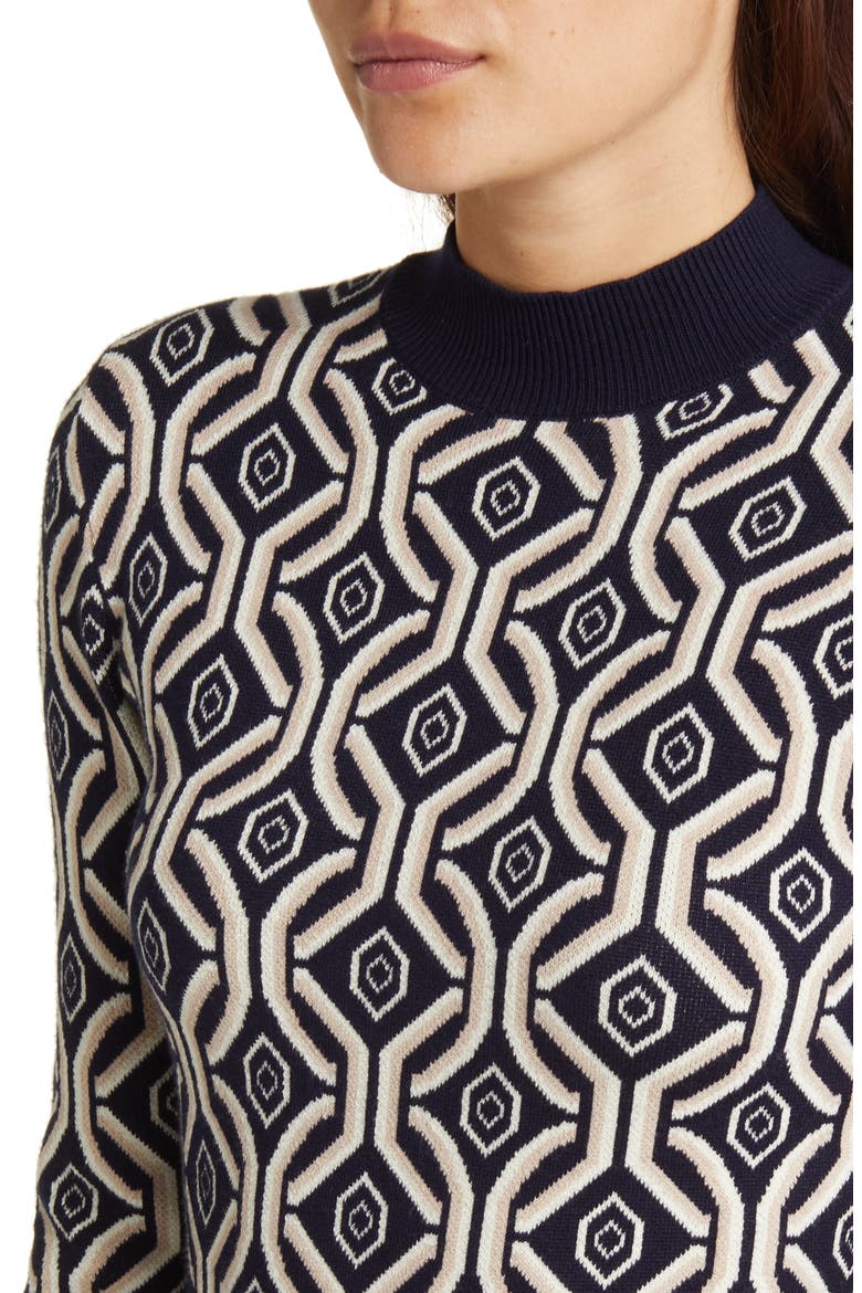 Long Sleeve Jacquard Mini Sweater Dress