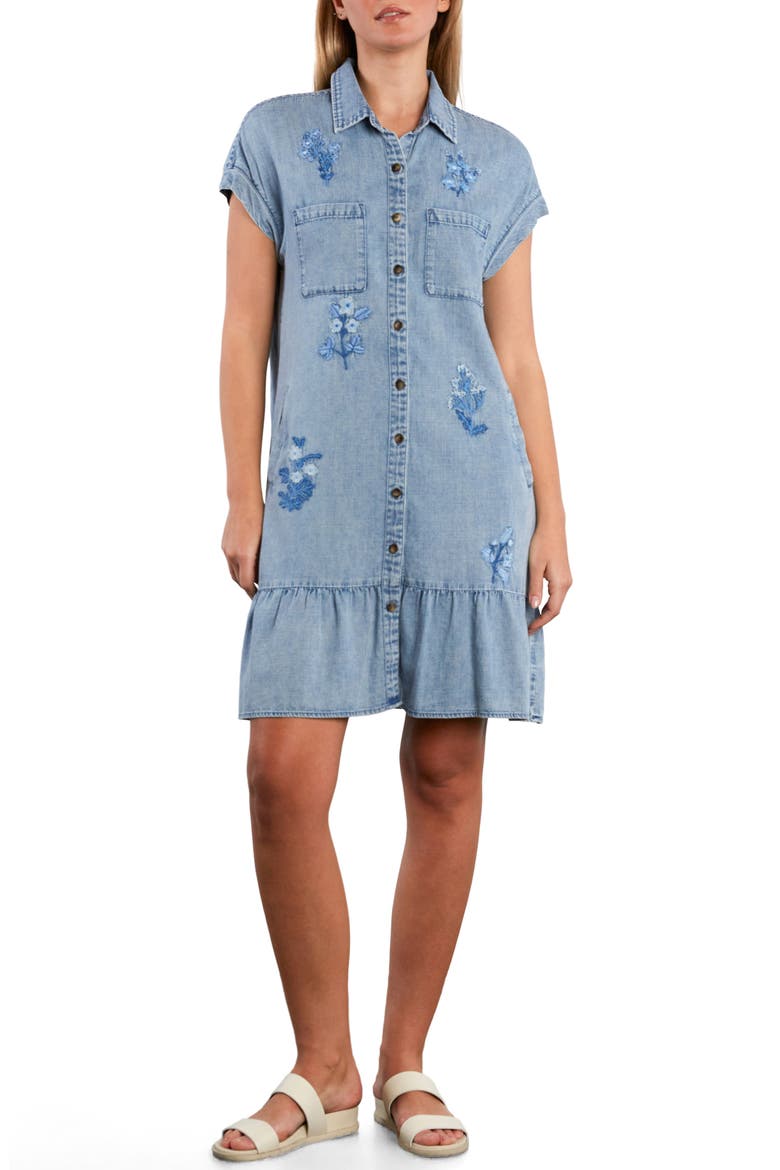 Poetic Floral Denim Minidress