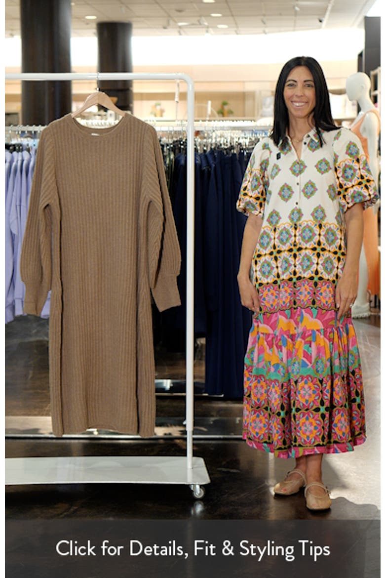 Sarah Long Sleeve Rib Sweater Midi Dress