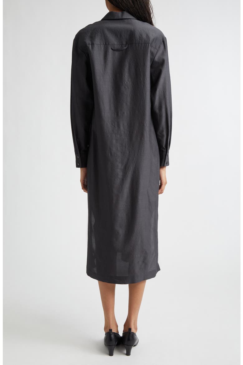 Espon Long Sleeve Wool & Silk Midi Shirtdress