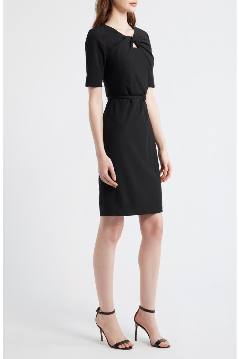 Twist Detail Crepe Sheath Dress