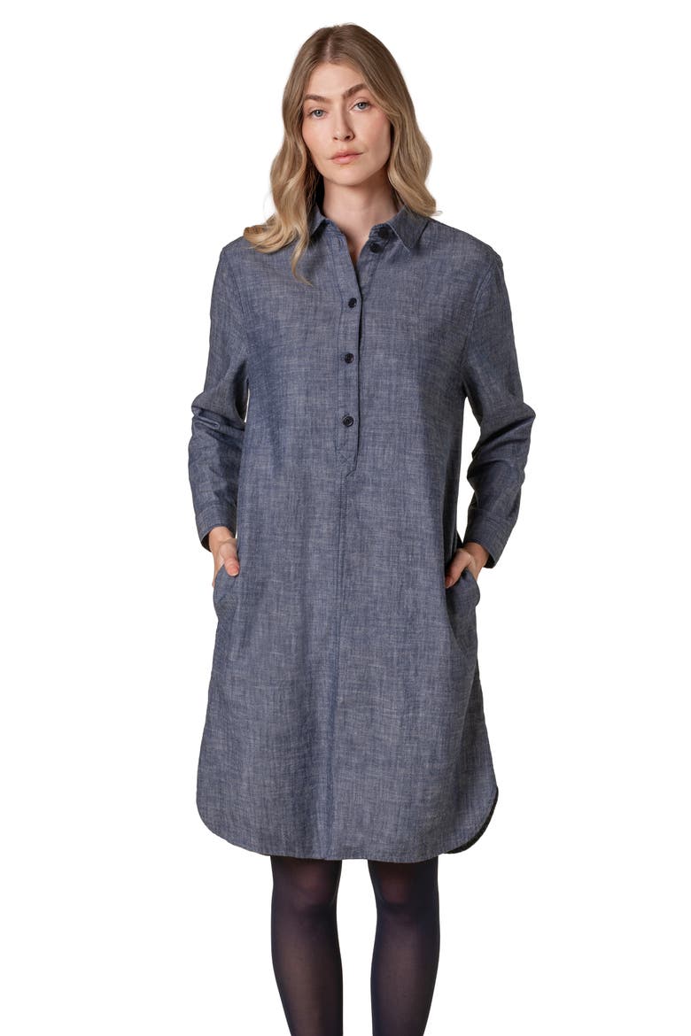 Chambray Long Sleeve Knee Length Dress