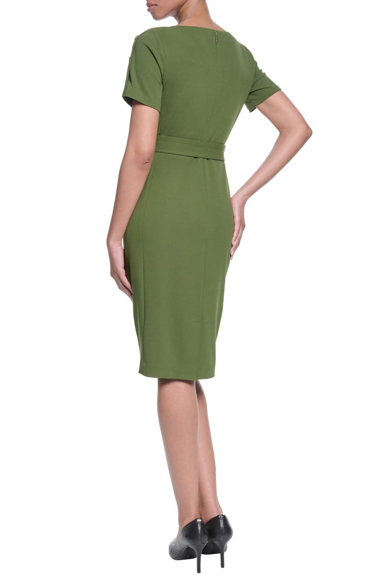 Belted Scuba Crepe Sheath