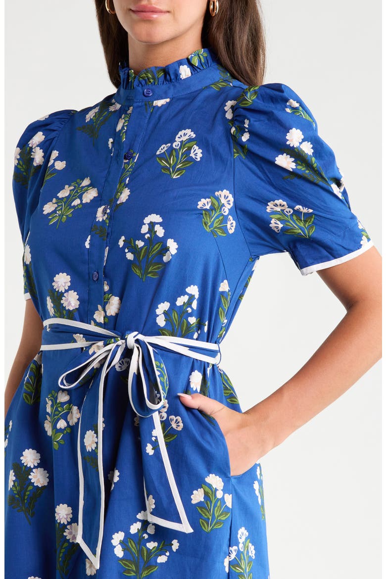 Gianny Puff Sleeve Tie Waist Midi Dress