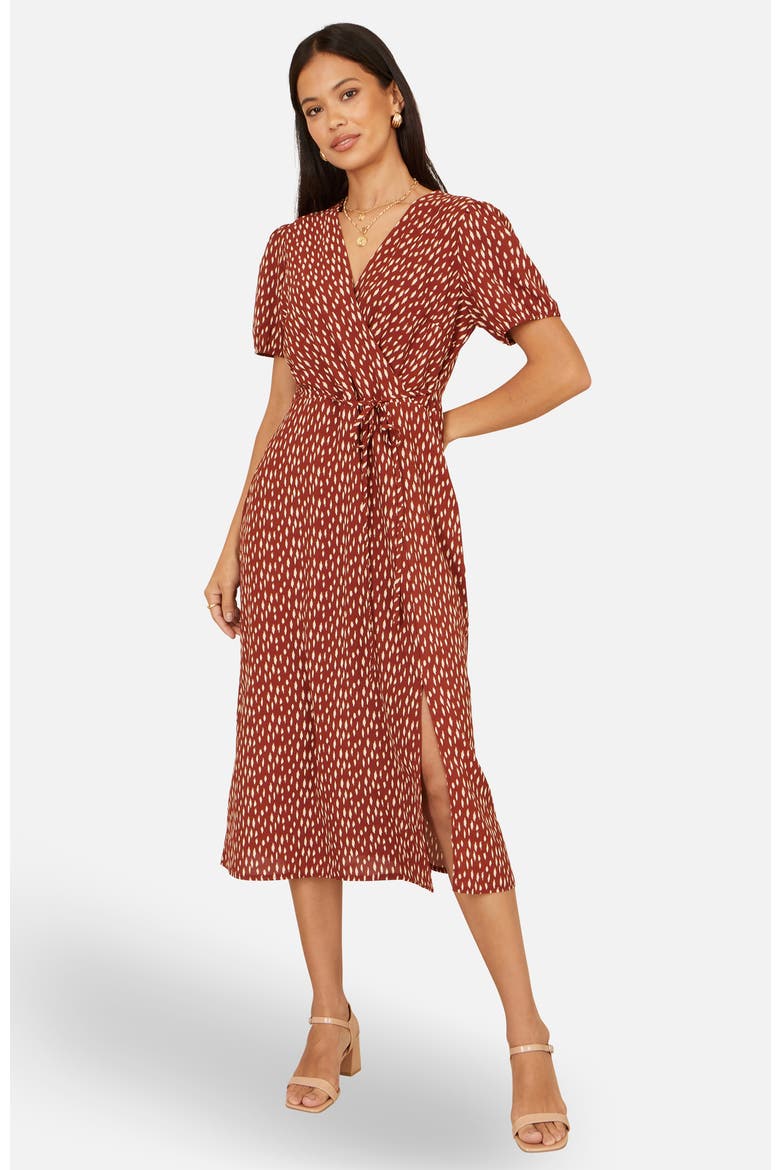 Spot Wrap Midi Dress