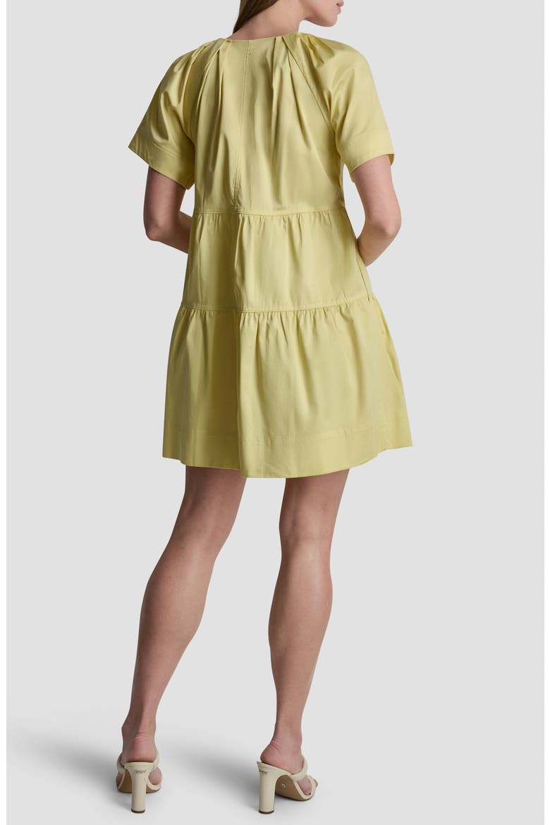 Topstitch Detail Stretch Cotton Tiered Minidress