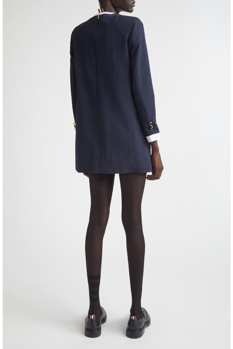 Trompe l'Oeil Mixed Media Long Sleeve Minidress
