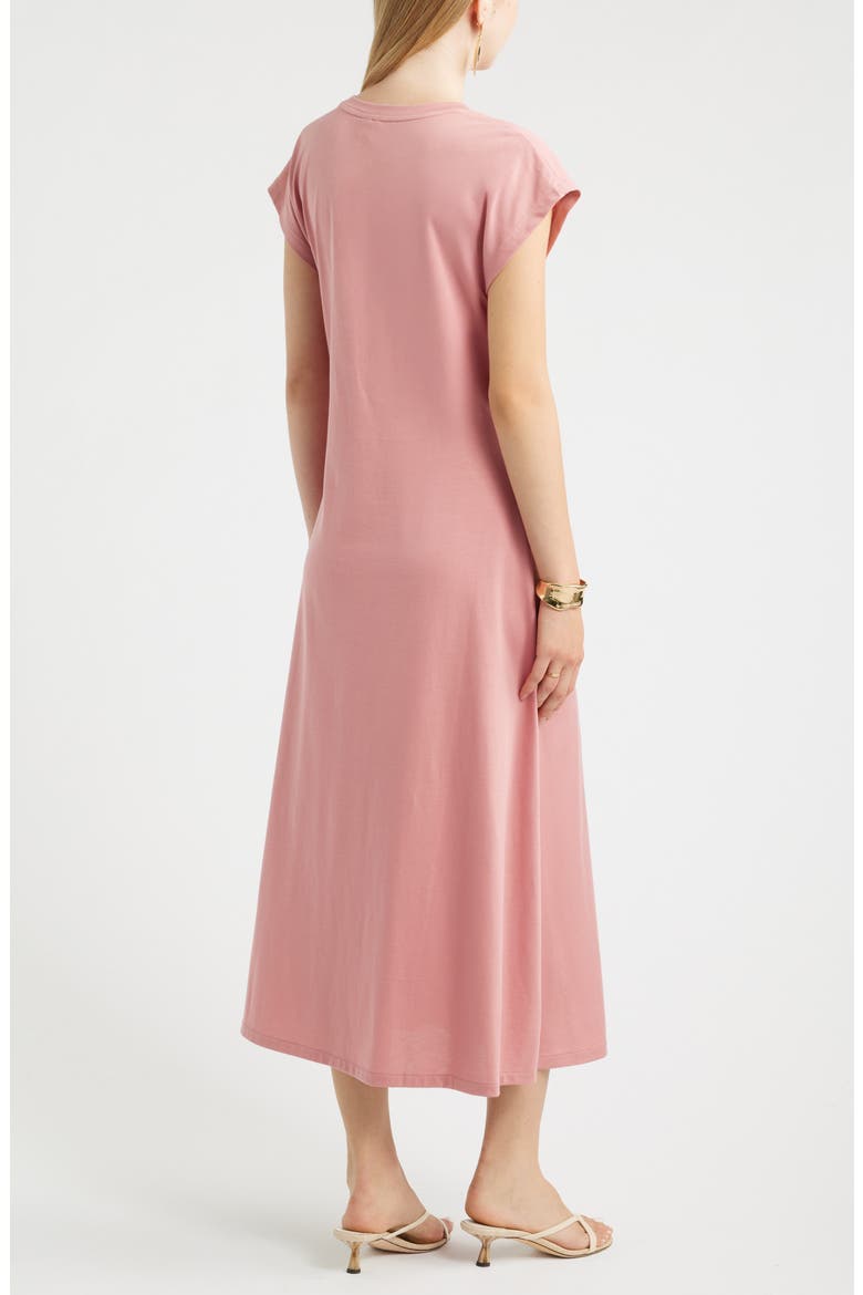 Crew Neck Side Twist Midi T-Shirt Dress