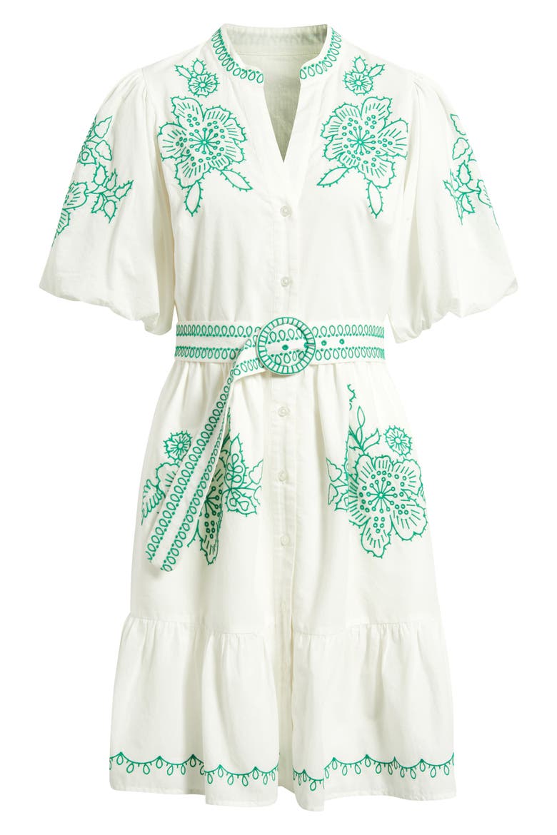 Embroidered Short Sleeve Cotton Shirtdress