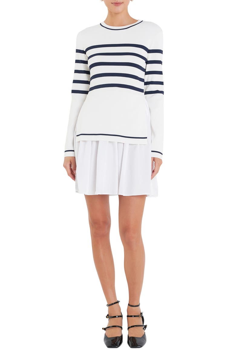 Long Sleeve Mixed Media Minidress