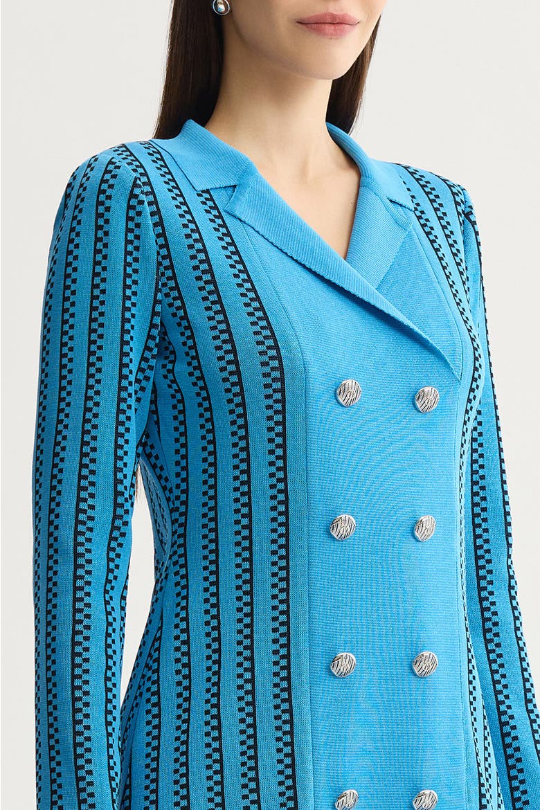 A-Line Faux Double Breasted Knit Dress