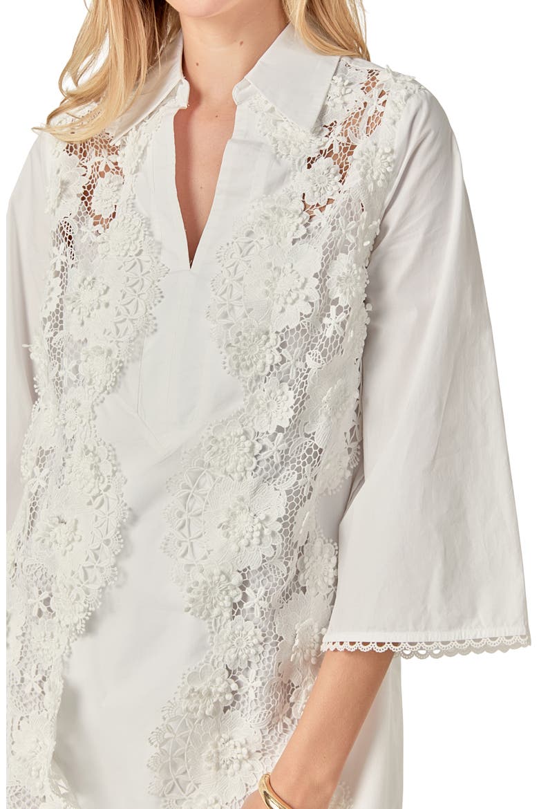 Lace Trim Mini Shirtdress