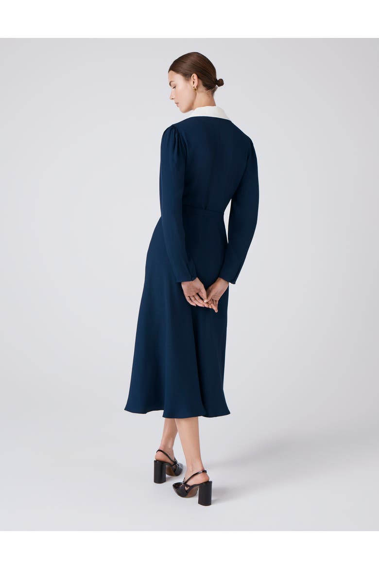 Lillian Crepe Collared Neck Midi Dress