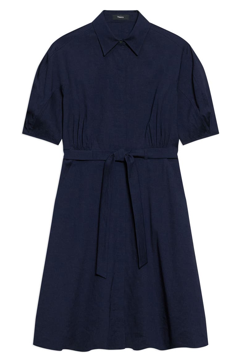 Belted Linen Blend Shirtdress