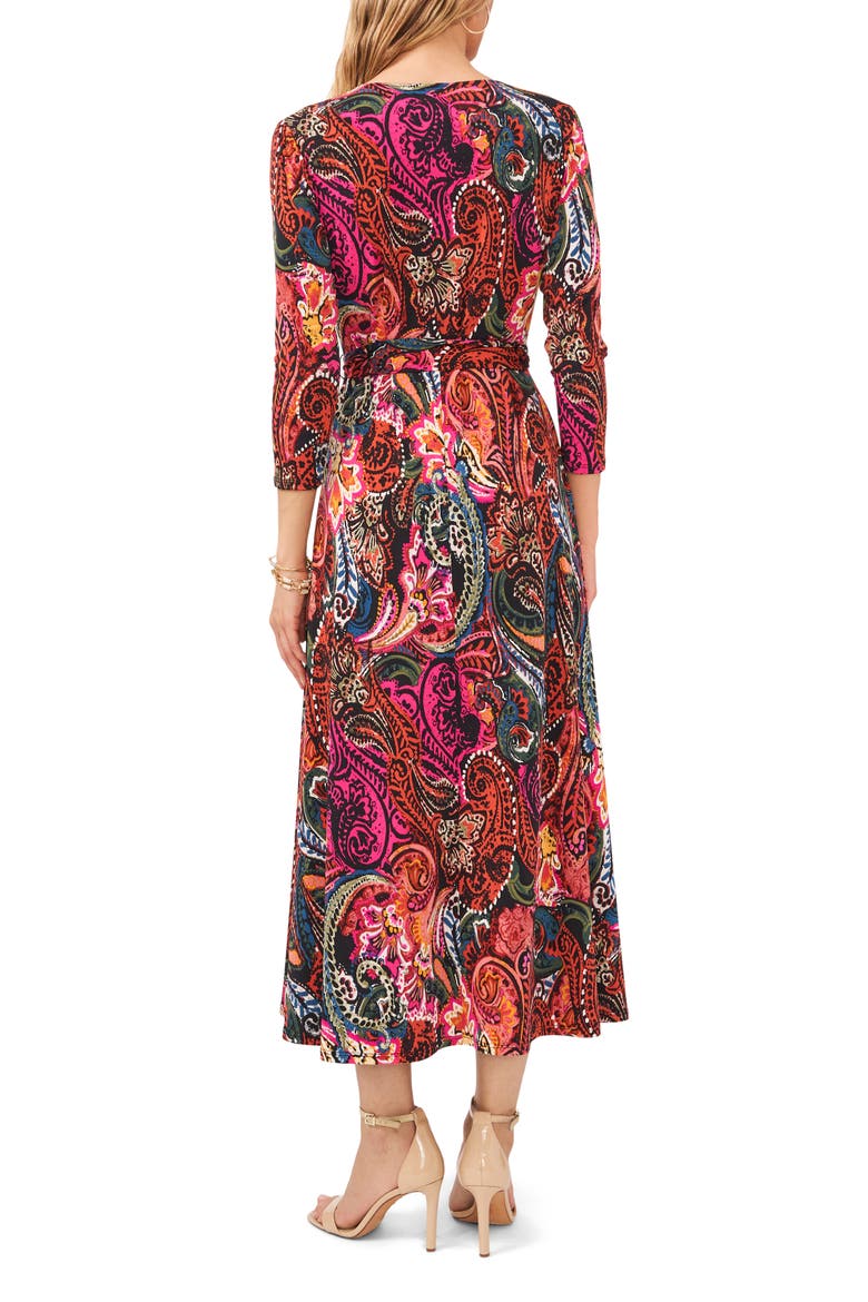 V-Neck Tie Waist Midi Dress