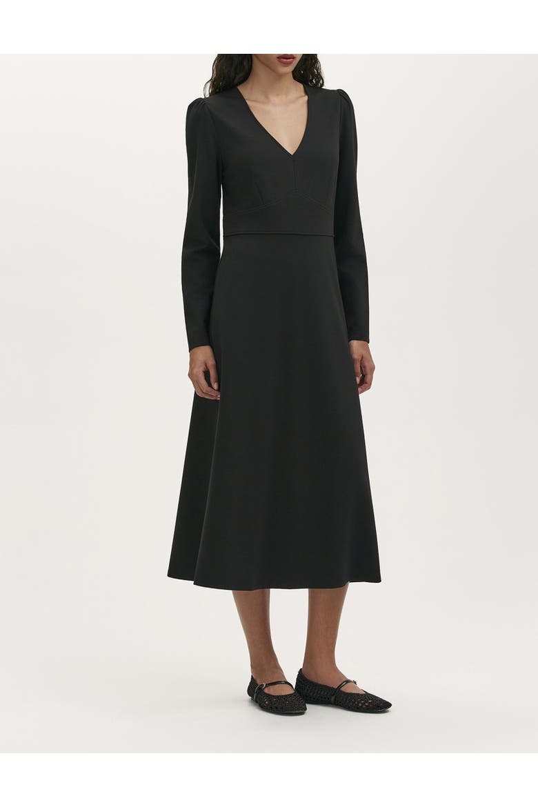 Seraphina Ponte Jersey V-Neck Midi Dress