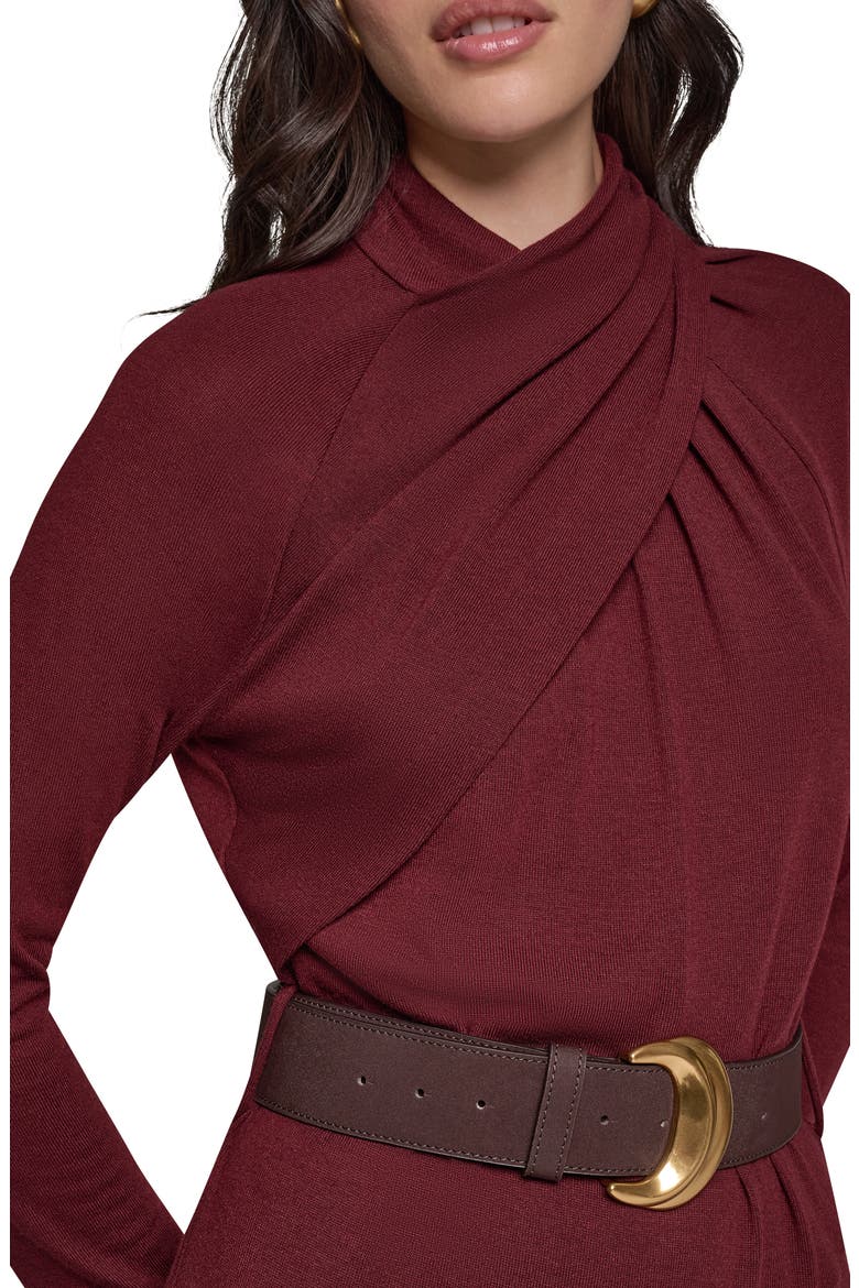 Mock Neck Long Sleeve Asymmetrical Hem Dress