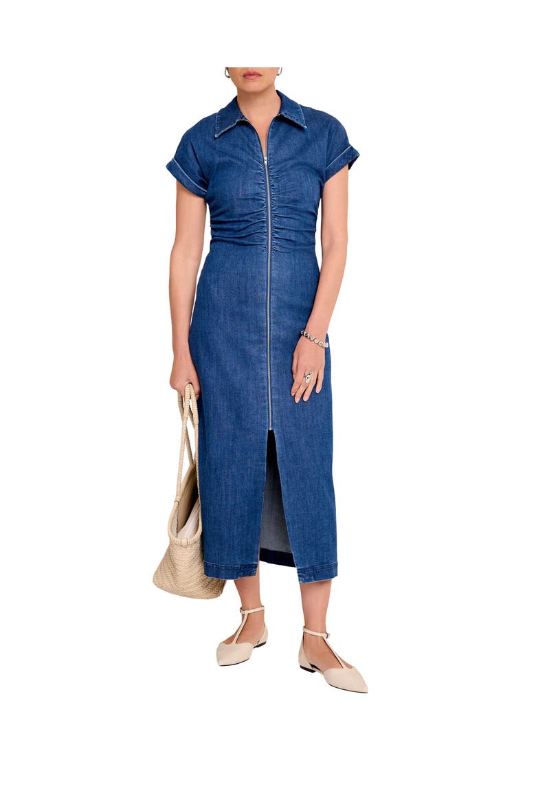 Denim Classic Collar Midi Dress