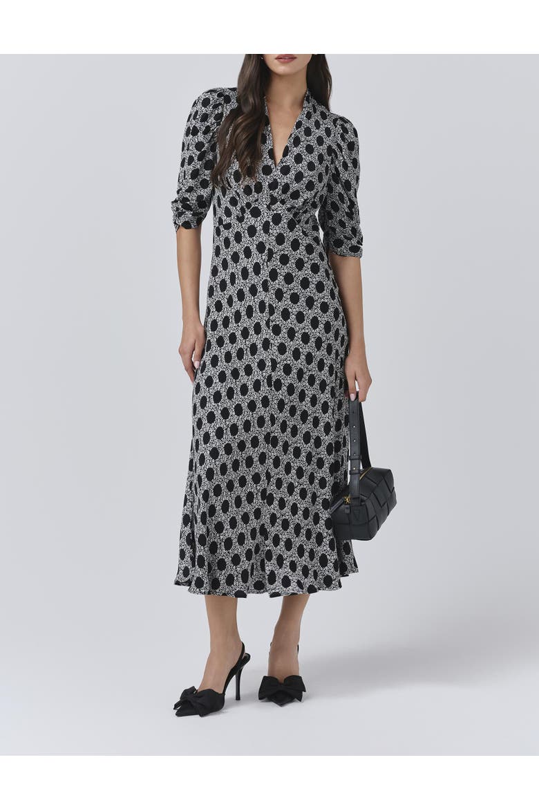 Mia Crepe Polka Dot Midi Tea Dress