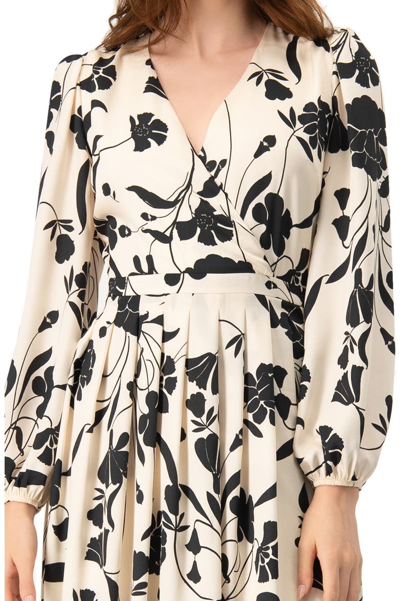 V-Neck Midi Dress with Long Sleeves