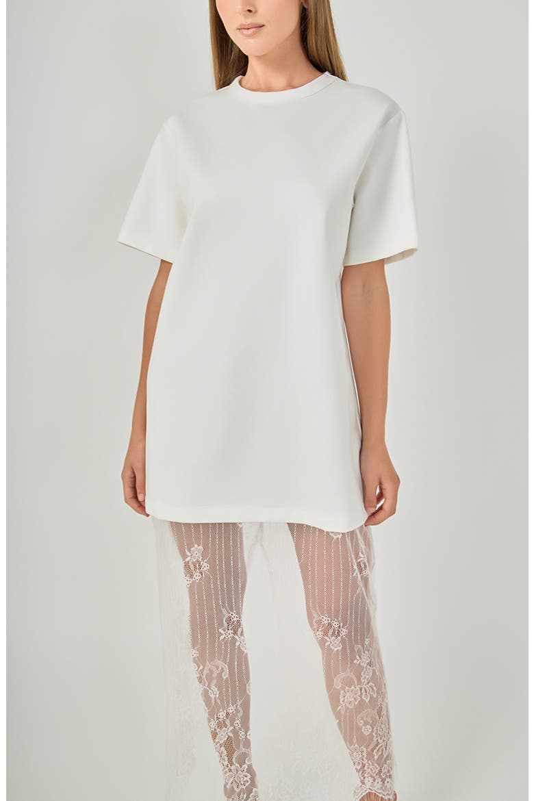 Mixed Lace T-Shirt Midi Dress