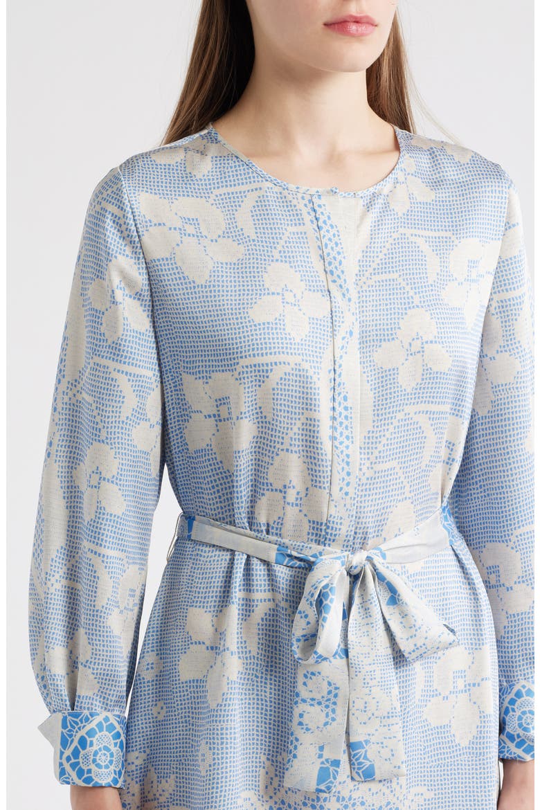Michelle Print Tie Waist Long Sleeve Dress