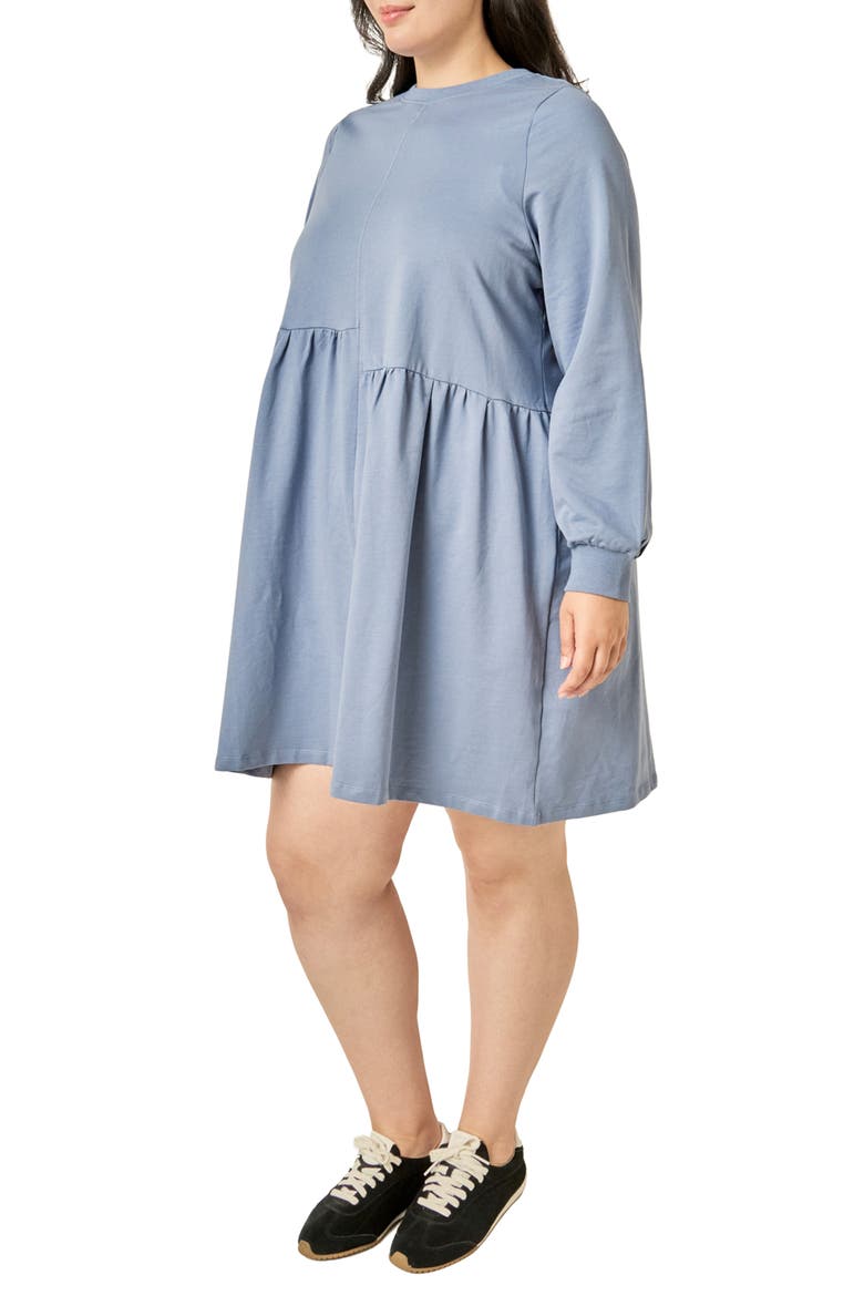 Asymmetrical Seam Knit Long Sleeve Dress