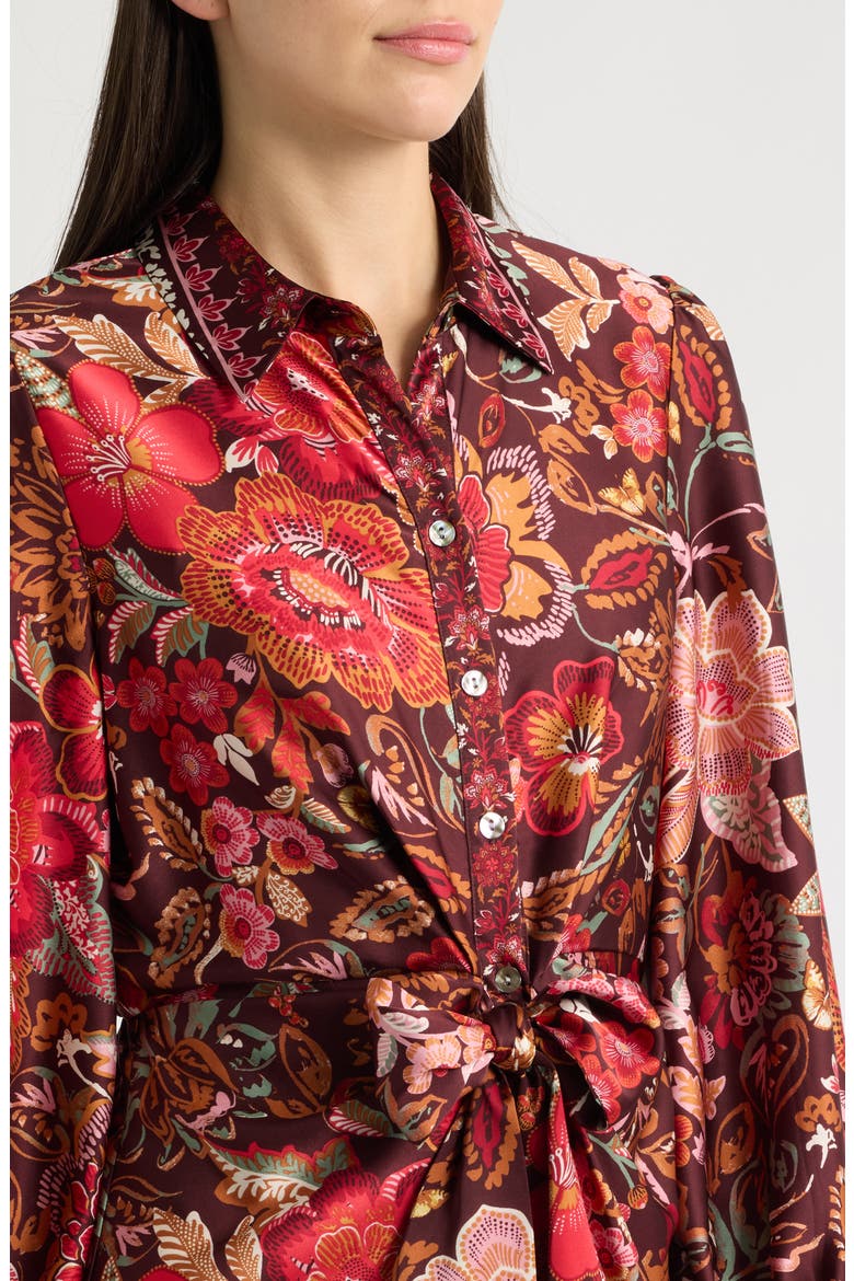 Tie Waist Long Sleeve Shirtdress