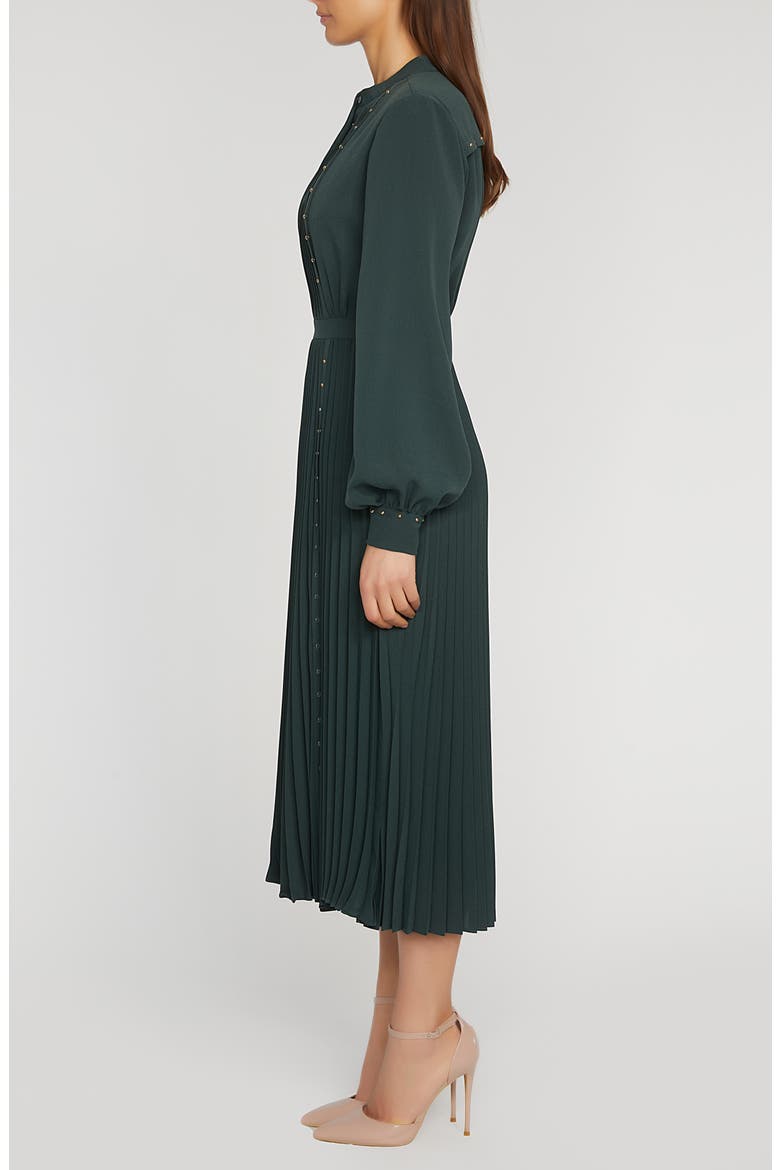 The Alania Pleated Long Sleeve Midi Dress