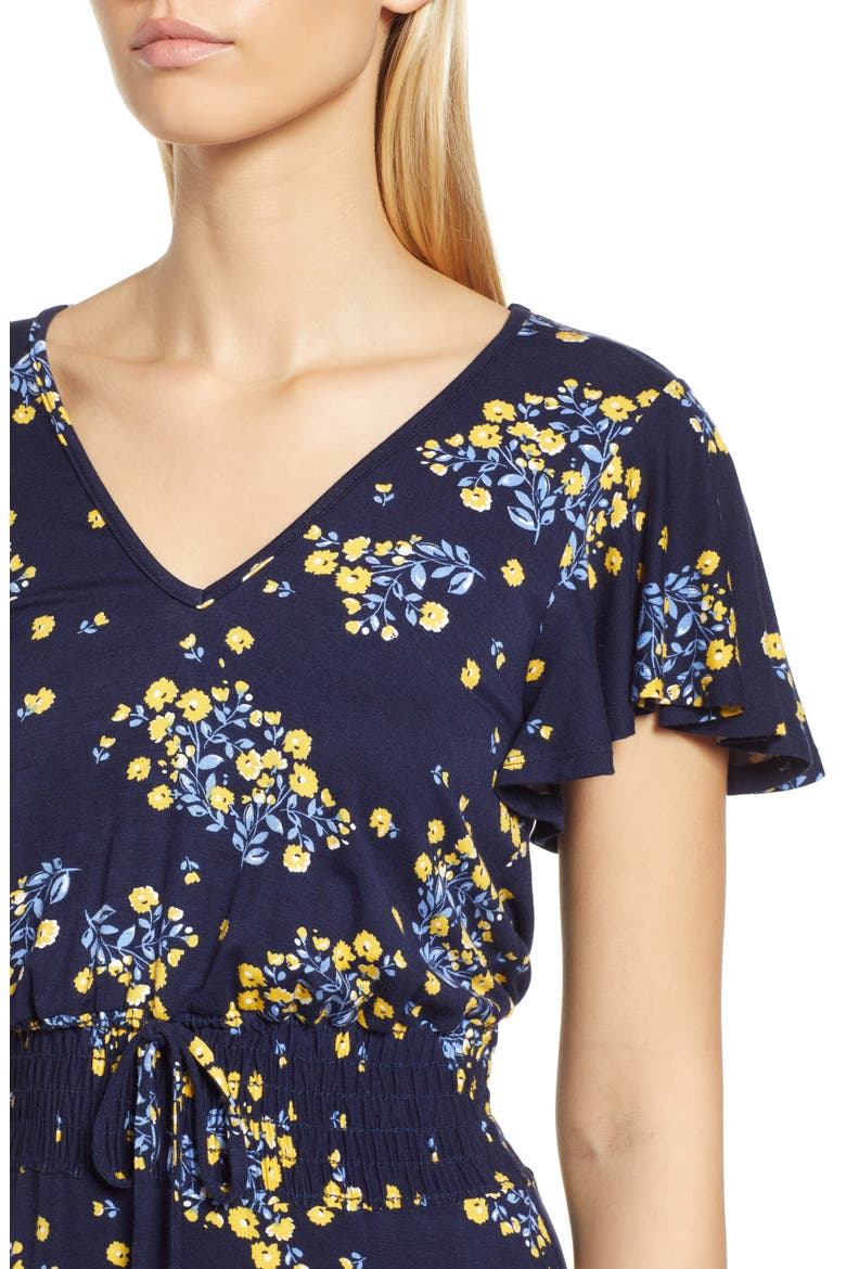 Floral Smock Waist Knit Maxi