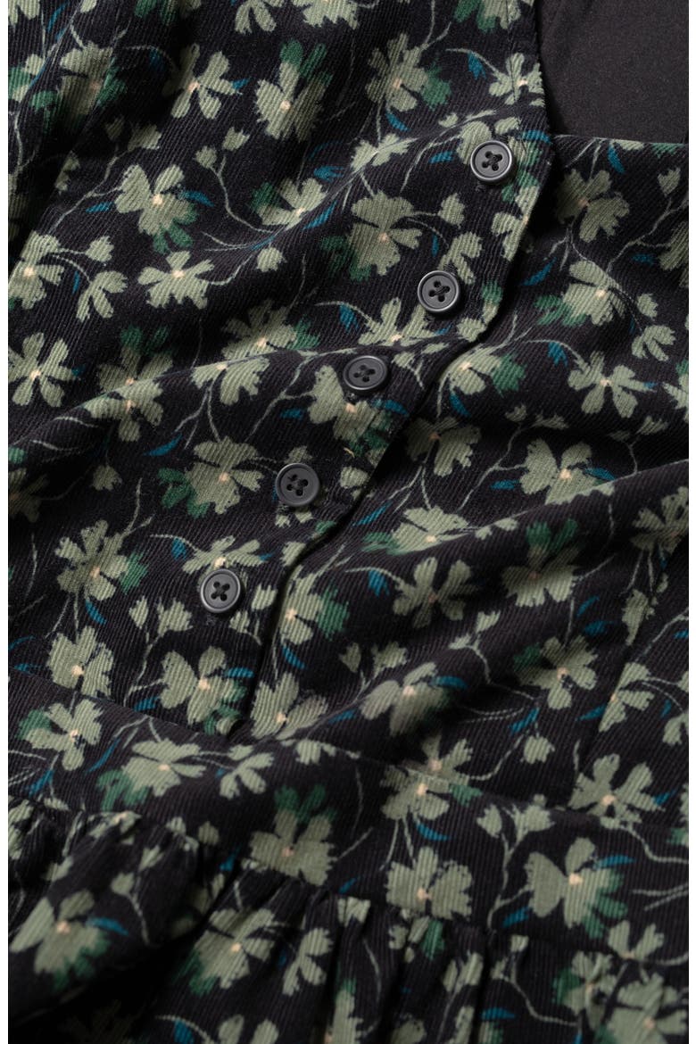 Rose Cottage Floral Long Sleeve Corduroy Midi Dress