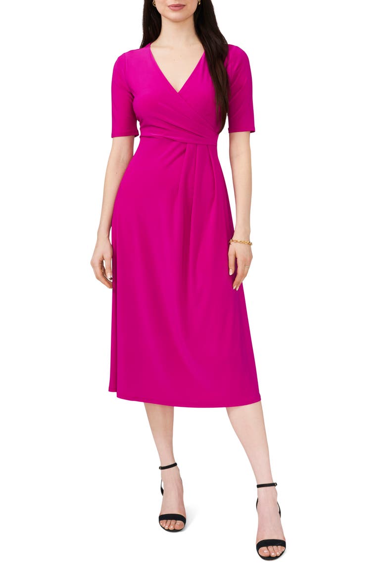 Faux Wrap Midi Dress