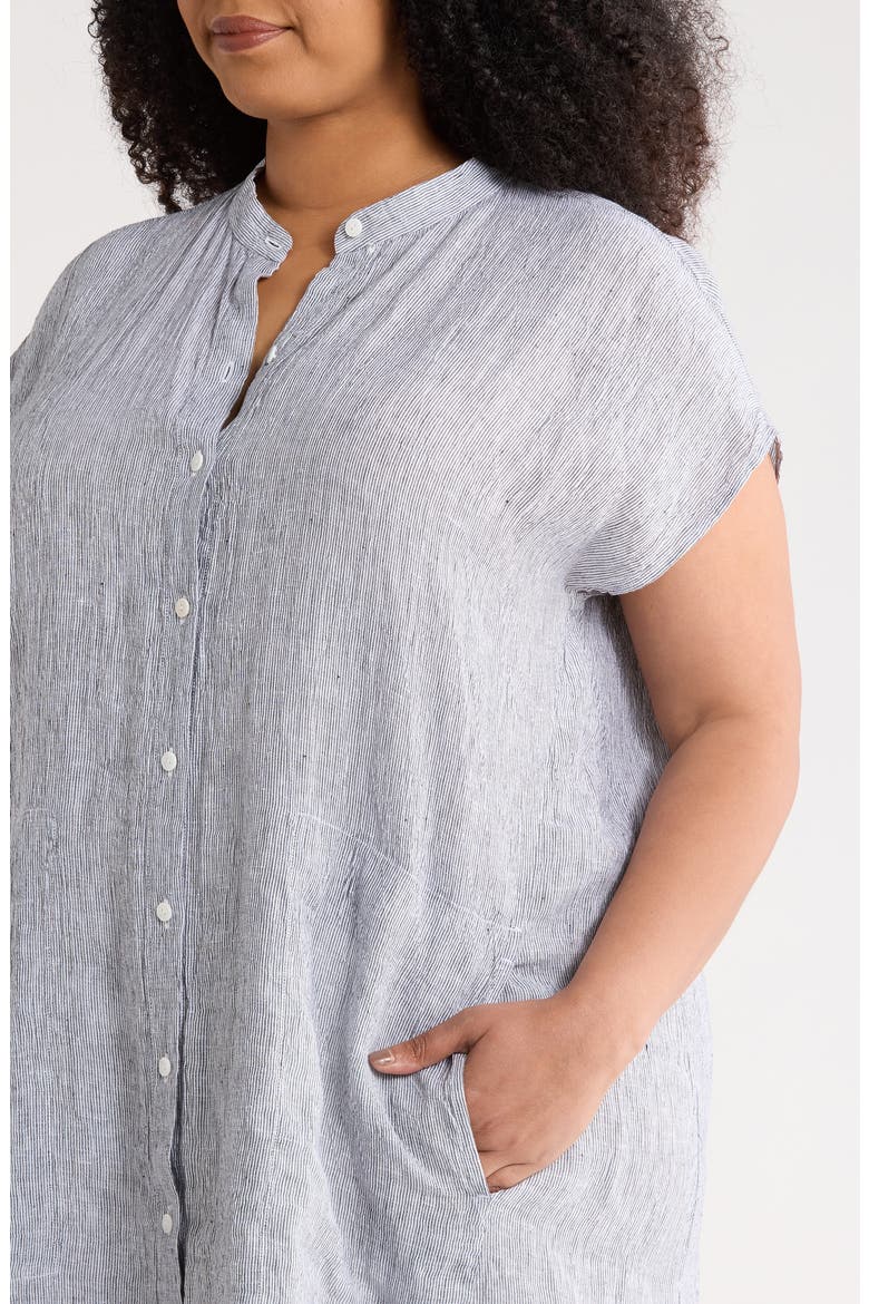 Mandarin Collar Organic Linen Shirtdress