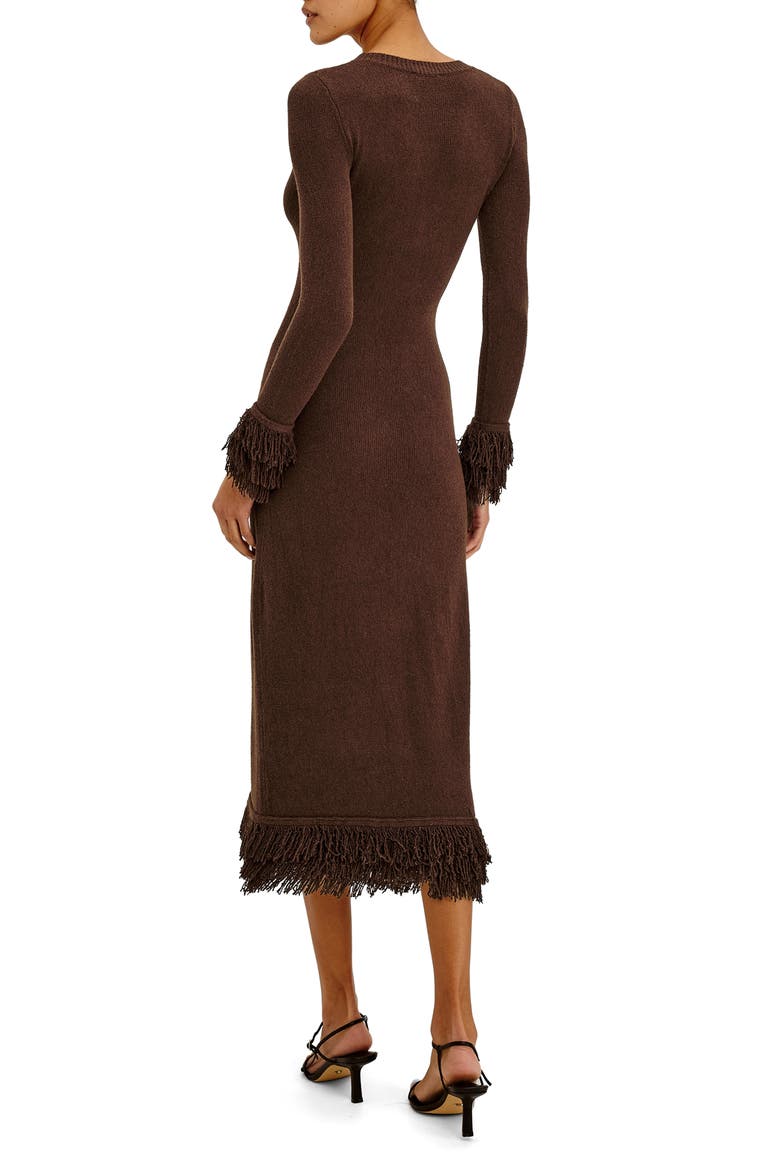 Alejandra Fringe Long Sleeve Midi Dress