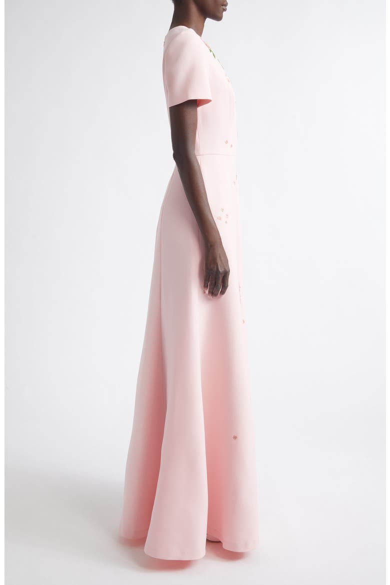Floral Embroidered Crepe Gown
