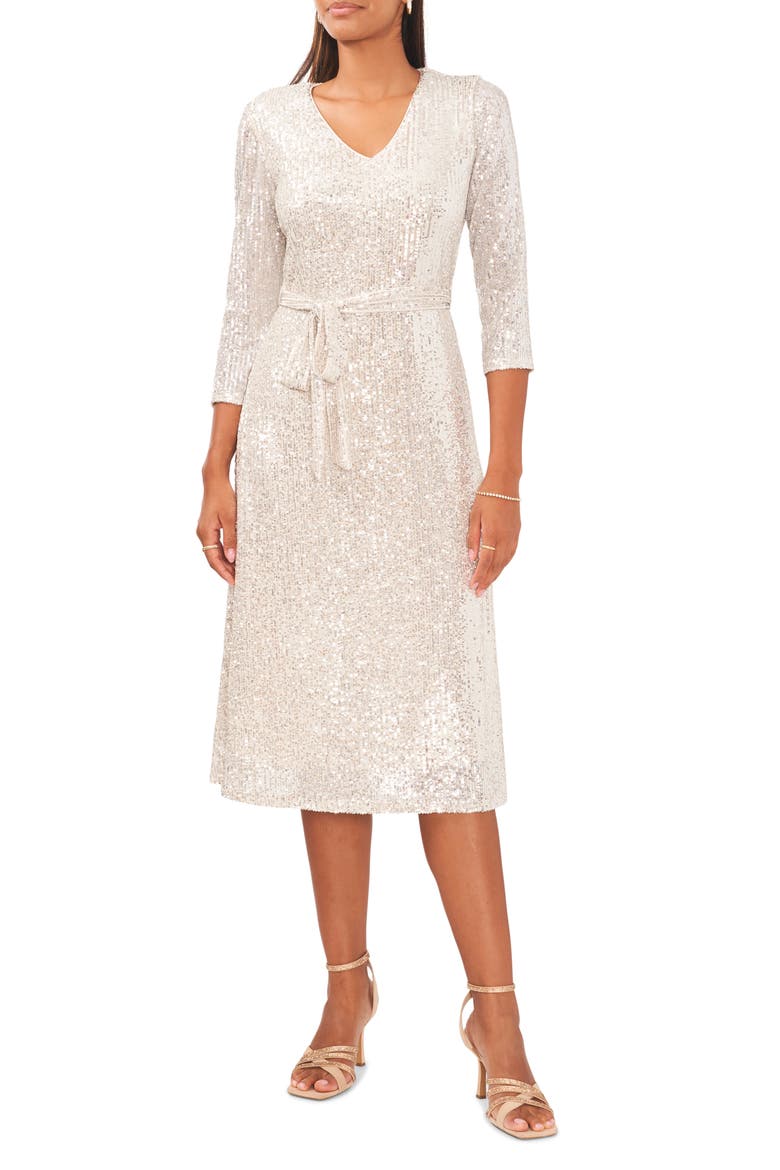 Tie Waist Sequin Dress