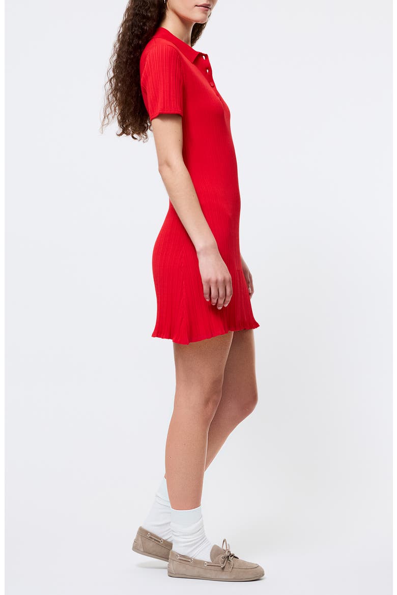 Crinkle Knit Polo Minidress