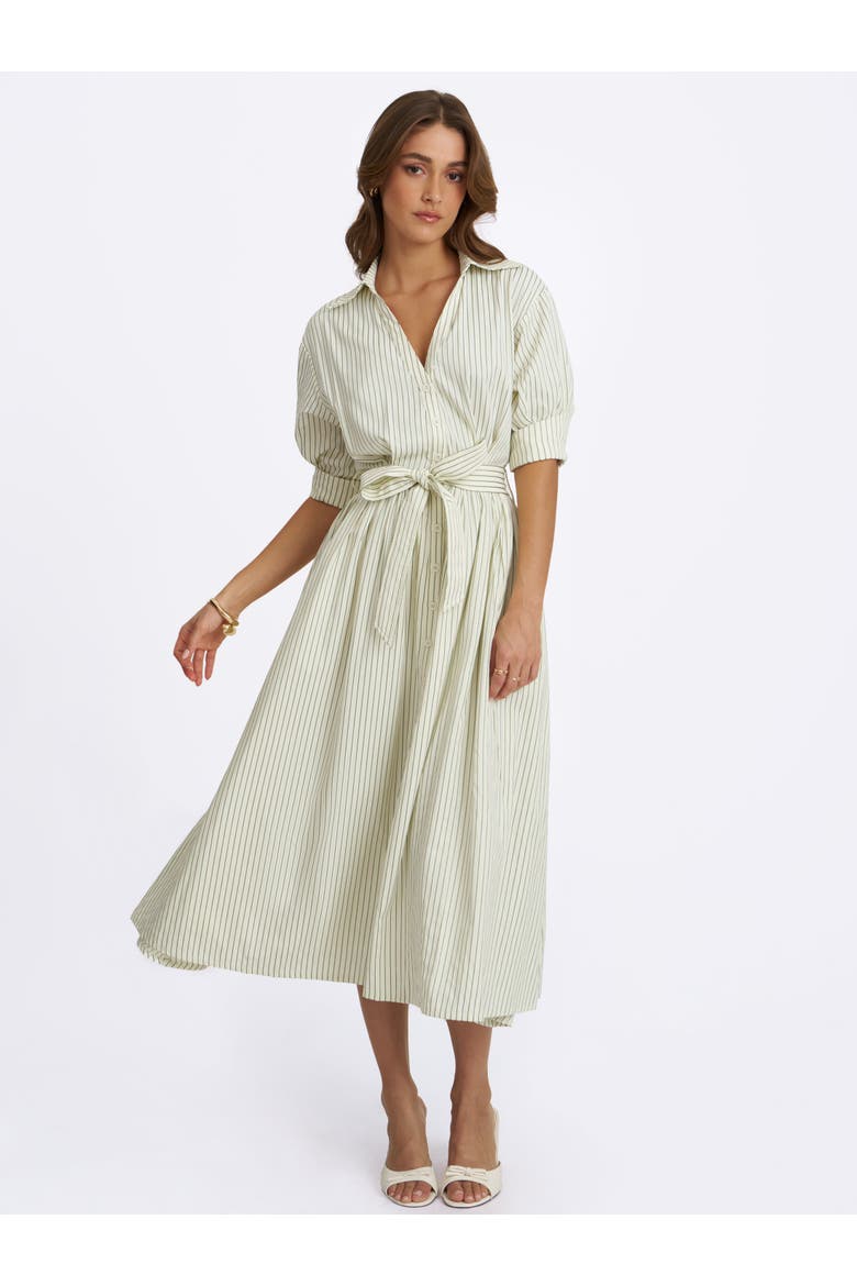Danica Poplin Striped Shirt Midi Dress