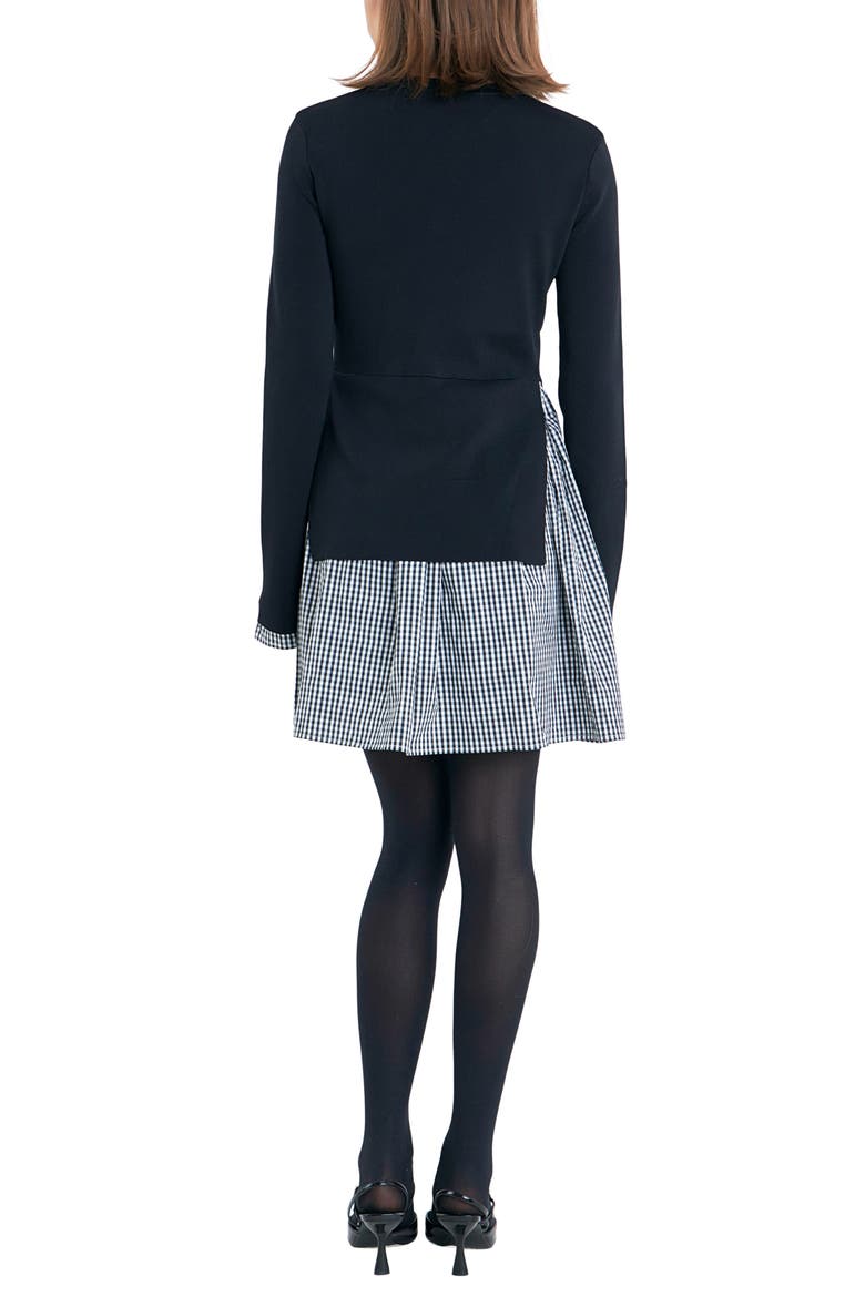Mixed Media Long Sleeve Minidress