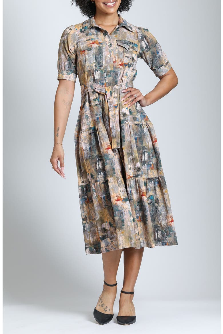 Tiered Midi Dress with Removable Sash