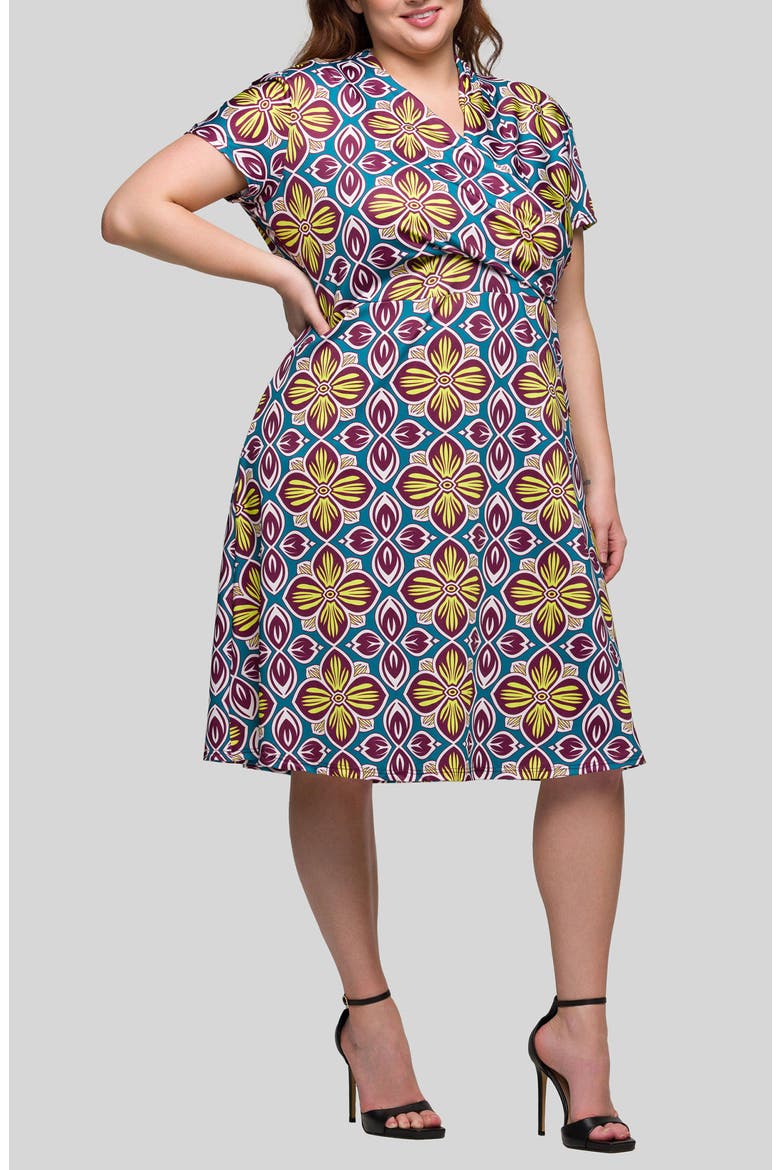 Floral Wrap Front Knit Midi Dress