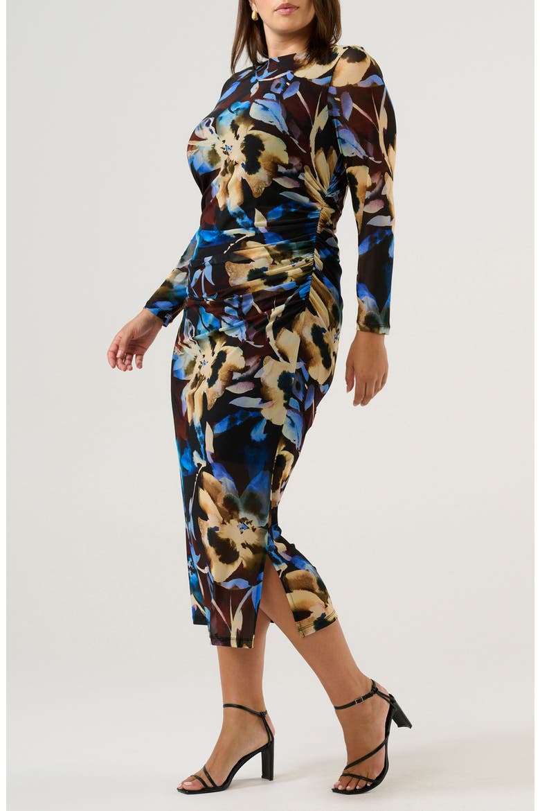 Cleo Ruched Long Sleeve Body-Con Maxi Dress
