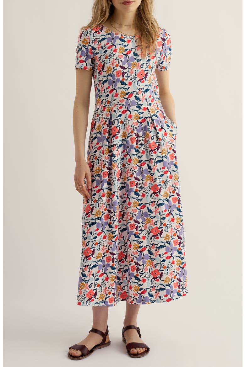 Veronica Floral Stretch Organic Cotton Midi Dress