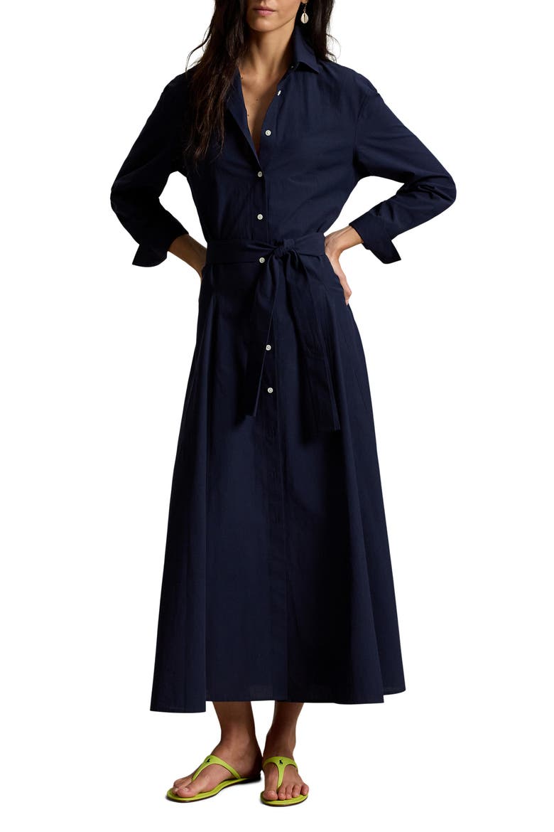 Cotton Canvas Belted Shirtdress